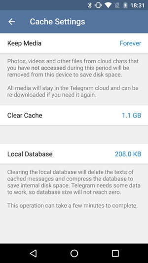 telegram cache