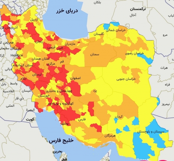 وضعیت خطرناک کرونا در پایتخت/شیراز هم قرمز شد